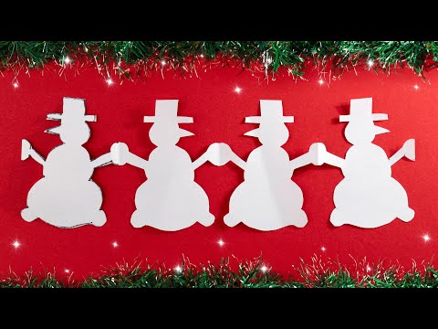 Cutting Paper Art Designs for Christmas Decoration ☃ How to make a paper Snowman garland [Tutorial]