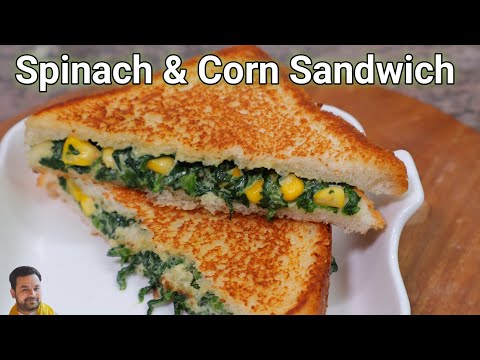 spinach corn cheese sandwich | corn sandwich recipe | mayonnaise sandwich | Palak Corn Sandwich