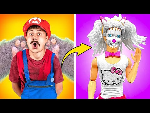 🎮 Mario to Hello Kitty 🎀 Extreme Doll Makeover Hacks With Viral Gadgets