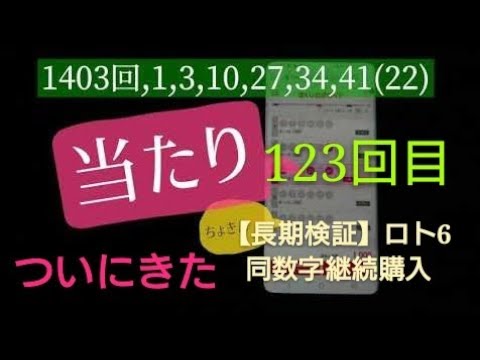 LOTO6当選！ついにきた！【長期検証】ロト6同数字継続購入、123回目！1403回