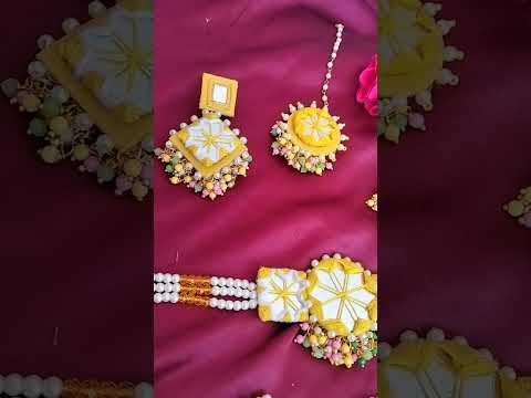 haldi jewellery, mirror jewellery, best haldi jewellery, jewellery for bride , handmade jewellery