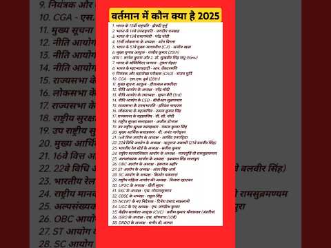 Vartaman mein kaun kya new list January 2025 | Current Affairs 2025 | GK Current Affairs #gk #shorts