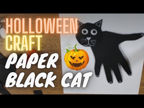 Halloween Crafts Idea for Kids | Black Cat Paper Craft