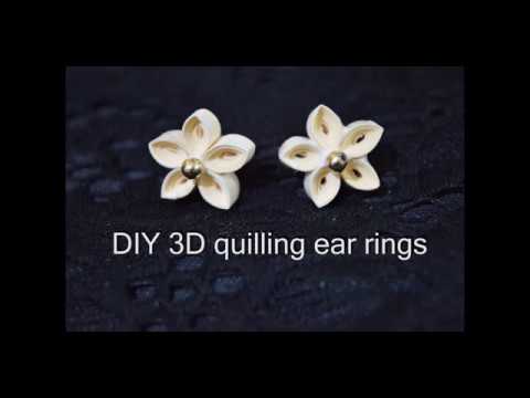 How to make awesome quilling 3D ear rings for girls | DIY simple arts and crafts | Telugu Vennela