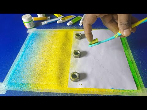 Toothbrush Spray Painting Idea / Sail Boat Painting / Toothbrush & Water color Painting Step by Step