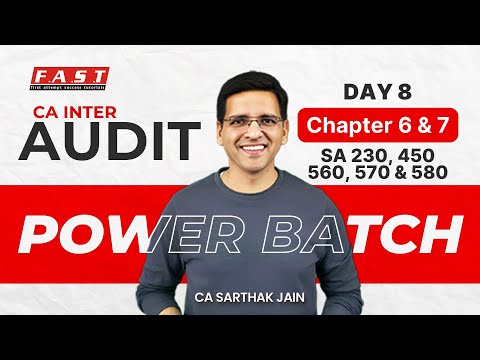 CA Inter Audit Power Day 8 | CH 6 and 7 | SA 230, 450, 560, 570 and 580