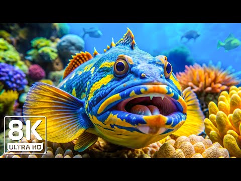 Waves of Calm 8K - Beautiful Sea Creatures and Soothing Sounds