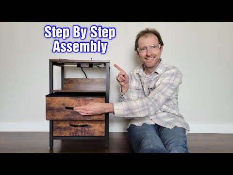 Yoobure Nightstand With Charging Station, LED Lights, & Fabric Drawers – Step By Step Setup/Assembly