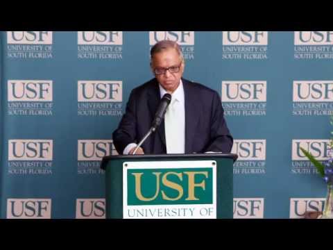 Narayana Murthy speaking at USF's College of Business