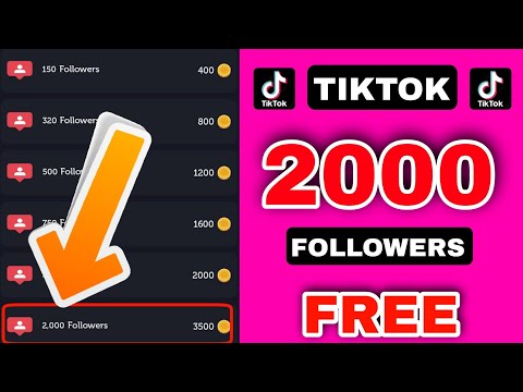 How to get 2000 Followers on tiktok. get free followers on tiktok. free tiktok followers.