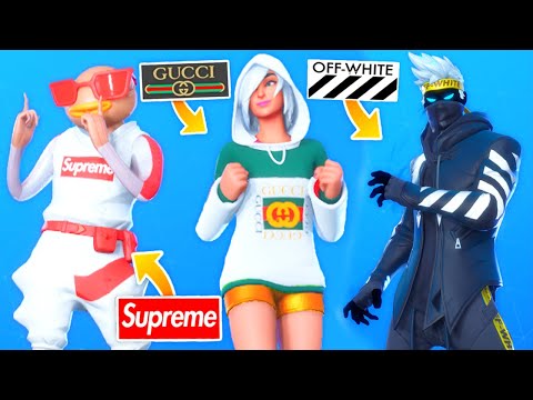 I recreated "Popular Clothing Brands" on Fortnite Skins..!! (SUPREME FISH-STICK,OFF-WHITE,ADIDAS..!)