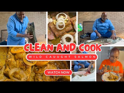 CLEAN AND COOK WILD CAUGHT SALMON #fypyoutube #salmon #fish #salmonrun #catchandcook #seafood