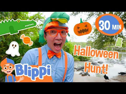 Blippi's Happy Halloween Hunt! + Trick and Treat Sweets! 🎃🍬 | Educational Videos for Kids