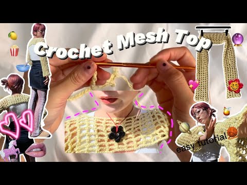 Crochet Mesh Top🕸かぎ針編みで作るメッシュトップス(サマーニット) /初めてお洋服を編む方も🧶💫〰️〰️/想像以上に簡単🐬