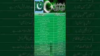 Pakistan National Anthem Urdu translation, قومی ترانہ اردو ترجمہ