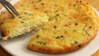 Potatoes, Eggs, Chesse! Only 3 Ingredient! Grated Potato Omelette! Simple Healthy Breakfast!