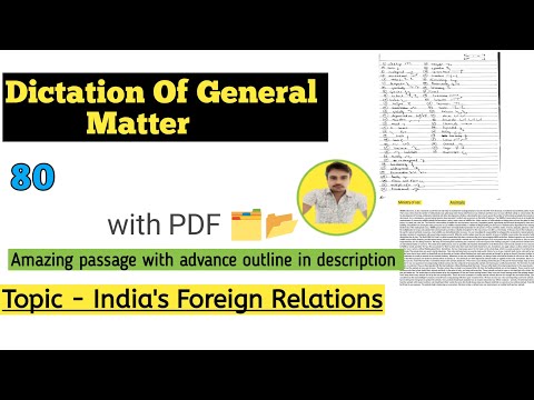 Dictation of General Matter On India's Foreign Relations at 80 Wpm || dictation for ssc steno skill