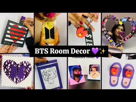 BTS Merch ideas 💜 ( without printer ) / how to make bts merch at home / bts crafts