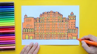 How to draw Hawa Mahal, Jaipur, India