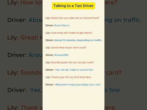 English conversation - Talking to a Taxi Driver. #Shorts