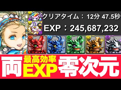 【ソロ零次元ランク上げ】1周2.45億EXPのバレノアずらし編成！ニジピィなど素材も乱獲！両経験値リーダーなので過去最高効率！ランク上げ新時代！【パズドラ】