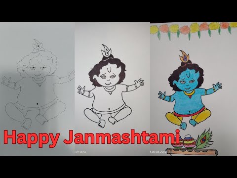 Happy Janmashtami to All. Little Krishna Drawing 🖍️#myhomemakingjourneyaparna