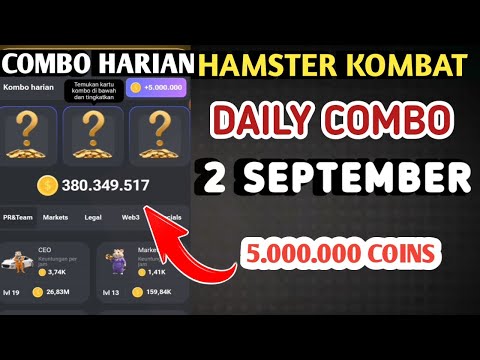 COMBO HARIAN HAMSTER KOMBAT HARI INI 2 SEPTEMBER 2024 | HAMSTER KOMBAT DAILY COMBO TODAY CARDS