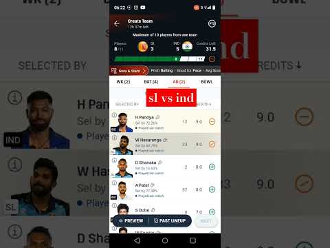 sri lanka vs india dream11 team kaise banaye || srl vs ind dream11 team kaise banaye