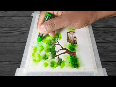 How to draw Easy Oil Pastel Landscape / Painting for Beginners / Step by Step