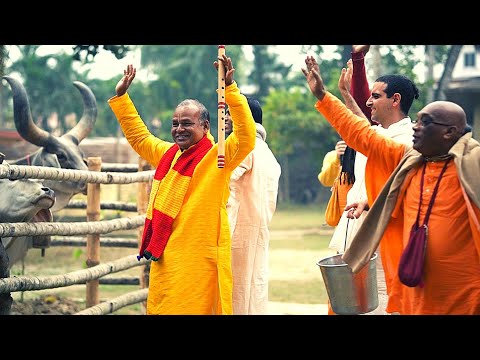 We love cows. Kirtan at Sri Mayapur Goshala.