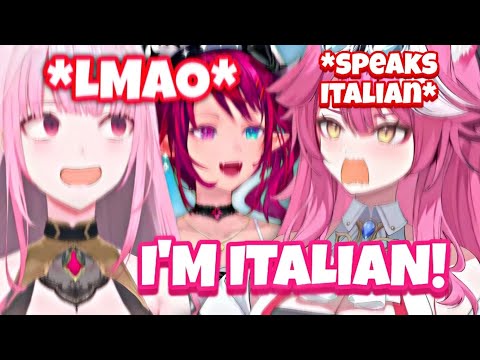 Calli and Irys laughed at Raora speaking Italian [Hololive EN]