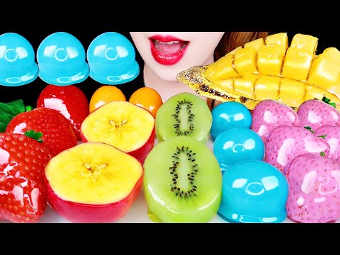 ASMR TANGHULU CANDIED FRUIT *MANGO, STRAWBERRY, EARTH GUMMY EATING SOUNDS MUKBANG 직접만든 과일 탕후루 먹방 咀嚼音