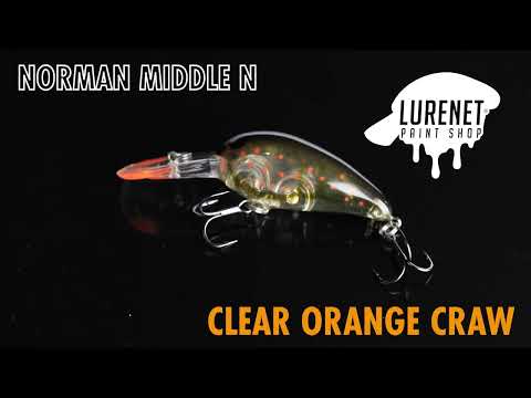 Norman Middle N Clear Orange Craw - Lurenet Paint Shop (Custom Painted Lures)