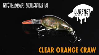 Norman Middle N Clear Orange Craw - Lurenet Paint Shop (Custom Painted Lures)