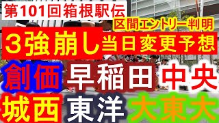 【箱根駅伝】区間エントリー発表！上位候補の大学の当日変更予想！【大学駅伝2024】