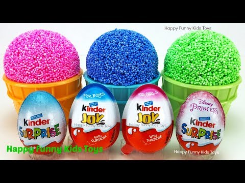 Play Foam Ice Cream Cups and Kinder Surprise Eggs Fun for Kids