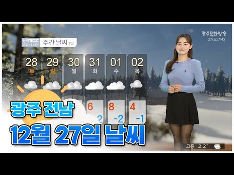 광주전남 오늘의 날씨 [뉴스투데이 2024.12.27]