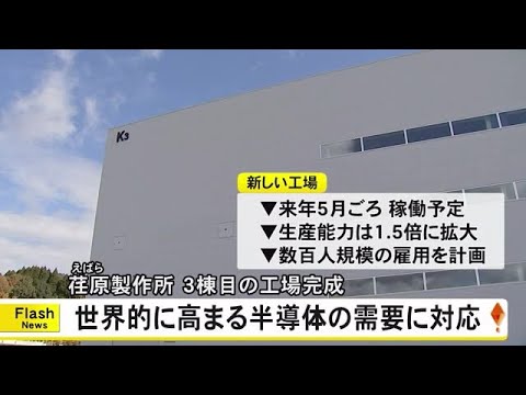 世界的に高まる半導体市場の需要に対応　荏原製作所 熊本事業所３棟目の工場が完成【熊本】 (24/12/24 19:00)