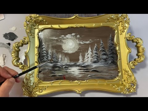 How To Paint A Black And White Winter Landscape ❄️ acrylic Painting tutorial