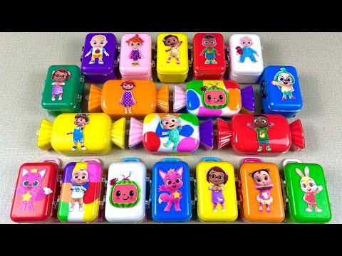 Rainbow Candy SLIME: Finding Pinkfong, Cocomelon Suitcase with CLAY Coloring! Satisfying ASMR Videos