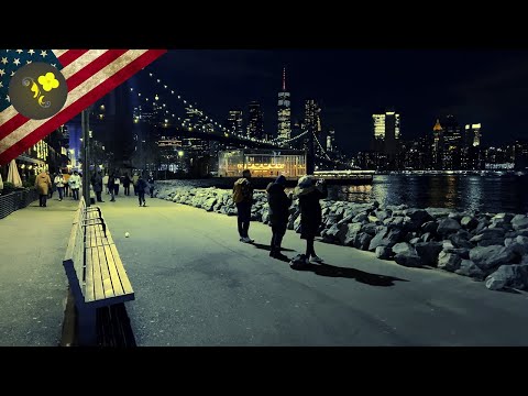 NEW YORK Christmas lights CITY Walking Tour [4K] - DUMBO