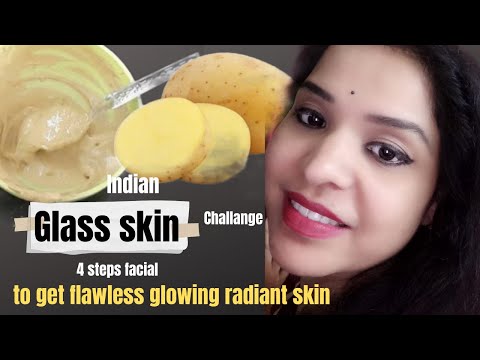 glass skin challange. Flawless glowing radiant skin with home made potato facial. twice in month