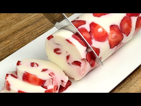 🍓All you need is milk and strawberries! Homemade dessert without baking in 5 minutes