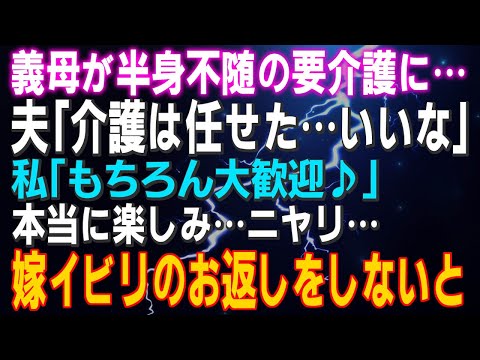 【スカッとする話】義母が半身不随の要介護に…夫「介護は任せた…いいな」私「もちろん大歓迎」本当に楽しみ…嫁イビリのお返しをしないとw