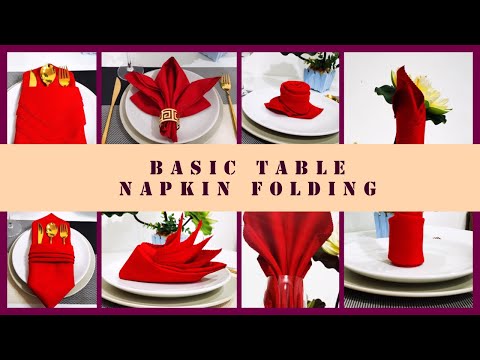 8 Basic Table Napkin Folding Ideas | Napkin folding Techniques | Happy Tummy MKKD