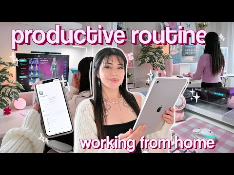 PRODUCTIVE day in the life routine ⋆˙⟡♡ working from home + staying on task