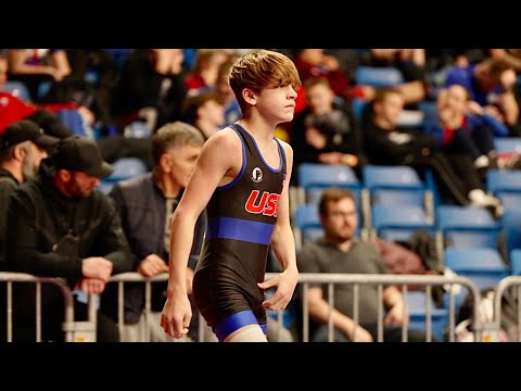 U15 Khalid Tavzarkhanov (FRA) vs Zandon Ness (USA) 44kg. Freestyle boys youth wrestling.