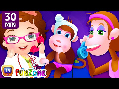 Five Little Monkeys - Part 1 + More ChuChu TV Funzone Nursery Rhymes & Toddler Videos