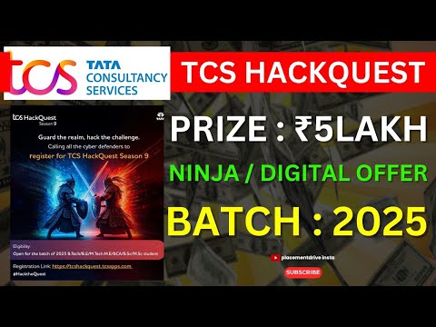 🔥 TCS HackQuest Season 9 | Win ₹5 Lakhs + TCS Cybersecurity Career Opportunity 🚀