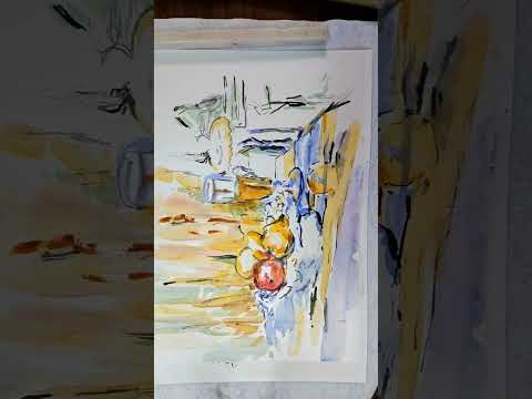 Master Study of Cezanne's le Dessert on paper-backed silk